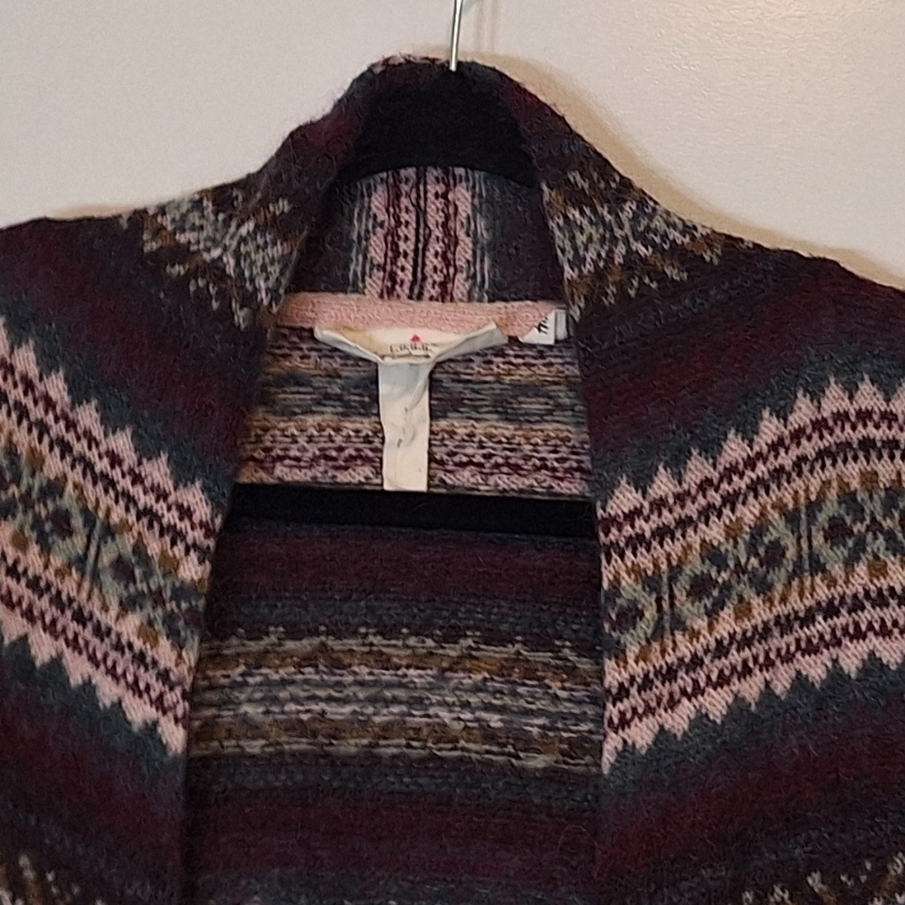 H&M Mohair Blend LOGG Open Front Cardigan Fair Isle Aztec Sz Medium Multicolor - Picture 4 of 10